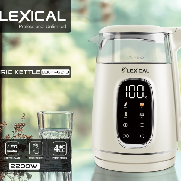 غلاية كهربائية مع تحكم بدرجات الحرارة من ماركة LEXICAL العالمية