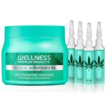 ماسك الشعر بزيت بذور القنب + 4 أمبولات ترطيب عميق من ويلنس